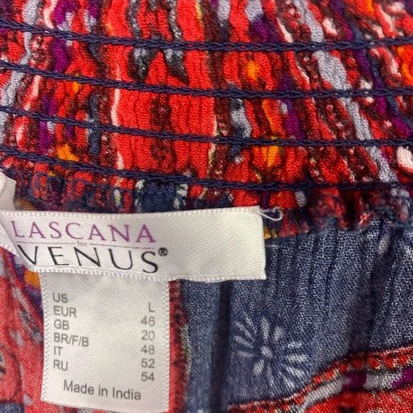 Venus Peasant Boho L Blouse Smocked Top Paisley Colorful Western Americana - Picture 6 of 10